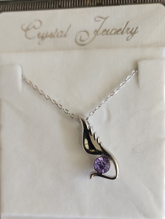 Jewelry - 18KRGP Silver Necklace with Purple Crystal Pendant